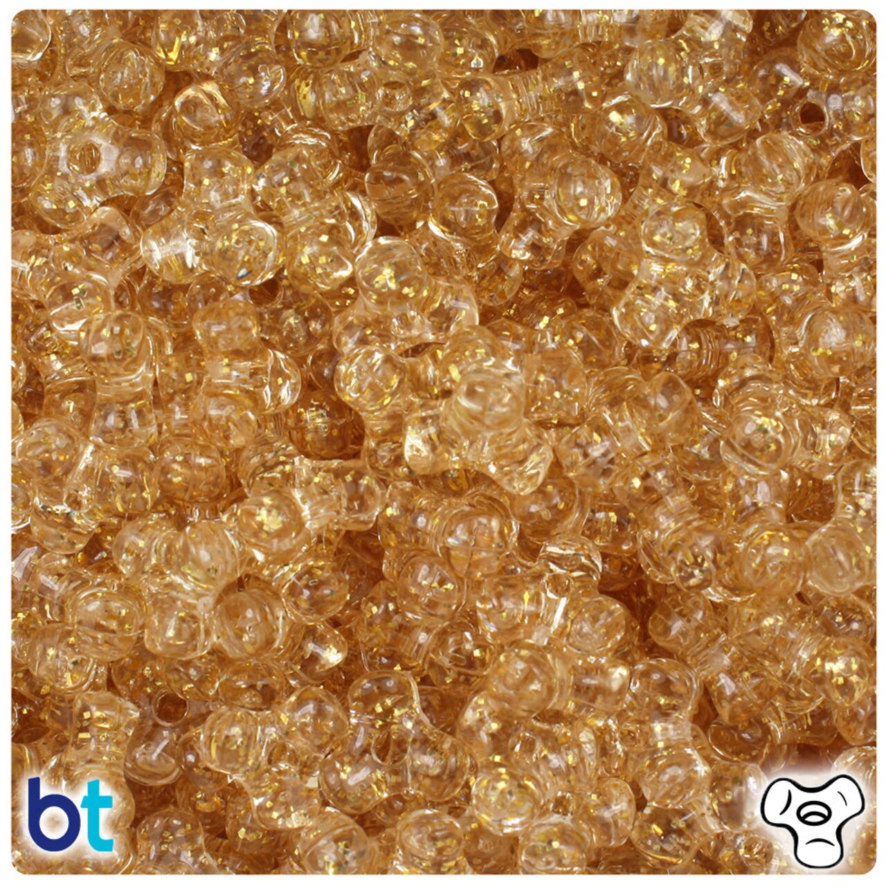 BeadTin Gold Sparkle 11mm TriBead Plastic Craft Beads (500pcs)